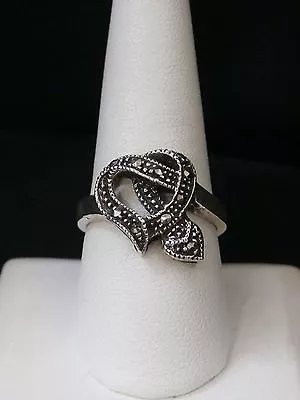 Stunning Vintage Sterling Silver Marcasite Cocktail Ring. Make Offer! #2755 • $30