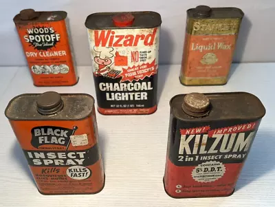 Vintage Metal Cans Lot -Advertising 1 Pint Stanley Wizard Kilzum Black Flag • $24.99