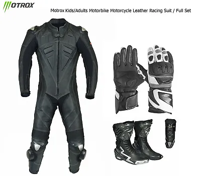 Kids / Adults Motorbike Motorcycle Suit Motrox Leather Racing Suit / Full Set • $213.28