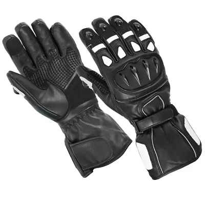 Motorbike Motorcycle Leather Gloves Winter Thermal Waterproof CE Armour Biker UK • £22.99