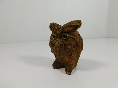 Vintage Mid Century 1960s Carved Wood 2 1/4  Owl Figurine Cryptomeria Japan  • $17.99