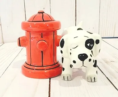 Pacific Giftware Dalmation Dog With Fire Hydrant Ceramic Magnetic Salt & Pepper • $14
