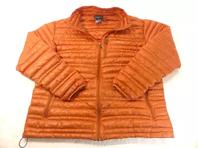 Men's Patagonia Ultralight Goose Down Full-Zip Sweater Jacket Orange Sz XL READ! • $89.95