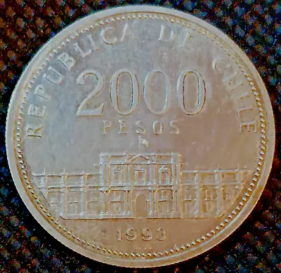 CHILE 2000 Pesos 1993 Silver . UNC • $36