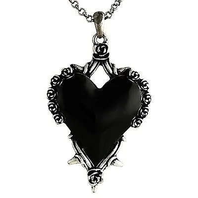 $12.99 • Buy Black Sacred Heart Spike Rose Thrones Necklace Pendant Punk Gothic Rockabilly