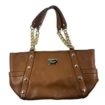 Michael Kors Tan Camel Bag Gold Chain Soft Leather Double Handle Shoulder Straps • $26.39