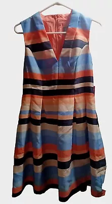 Vince Camuto Nordstrom Dress SZ 10 Pleated Striped New With Tags Spring Summer  • $21.25