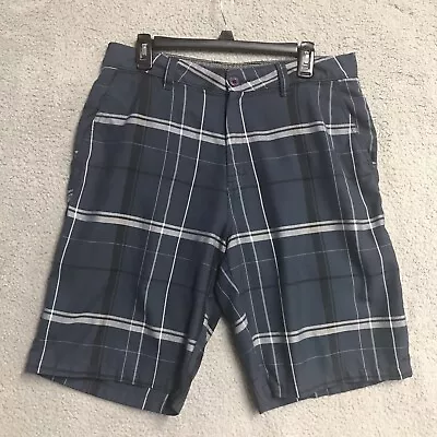 ONeill Shorts Mens 34 Blue Plaid Chino Golf Outdoors Stretch Soft • $18.95