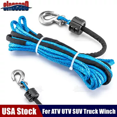 5/16  X 50' 8500LBs Synthetic Winch Rope + Hook + Stopper For Jeep Wrangler JL • $37.37