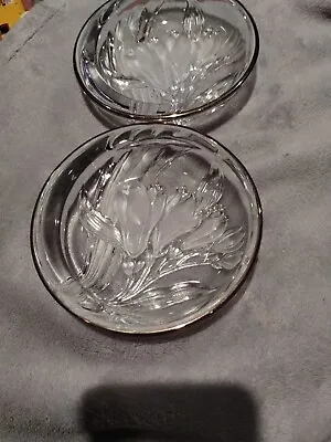 Pair Of Mikasa Crystal Parisian Iris Dish Set - 5 1/4  Each Made In Japan! A1 • $30