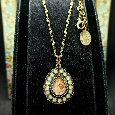 Michal Negrin Pendant Necklace Roses Tear Drop With Swarovski Crystals Gift New • $55.20