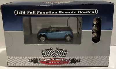 Micro-Zoomers Mini Cooper Toy Car 1:58 Full Function Remote Control Blue-NIB • $51.27