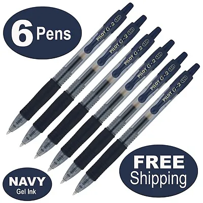 Pilot G2 1.0mm Bold 15125 Navy Gel Ink Retractable Rollerball Pens Pack Of 6 • $14.99