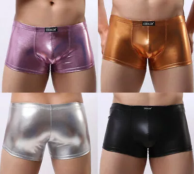 £4.99 • Buy Mens Shiny Metalic Rocky Horror Hot Pants Boxer Brief Trunks Gold Silver Pink UK
