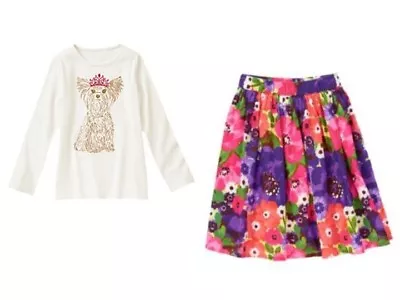 Gymboree Falling For Feathers Puppy Dog Tee Shirt & Floral Skirt Set Girls 7 NWT • $27.99