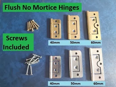 Flush Hinges WITH SCREWS Non Mortice Cabinet & Cupboard Louvre Doors - Easy Fit. • £23.10