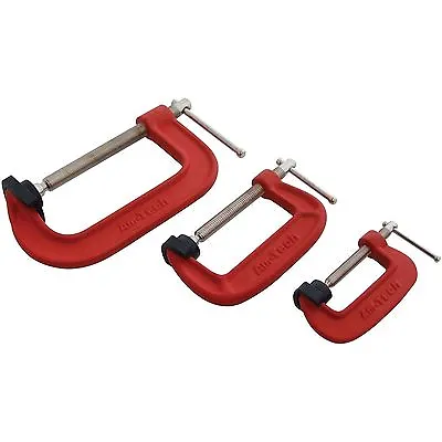  G CLAMP SET HEAVY DUTY 3PC 2  3  4  C/w SOFT JAW PADS 50mm 75mm 100mm G- CLAMPS • £9.99