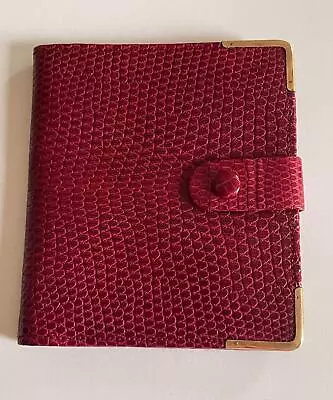 Vintage Mappin & Webb Burgundy Lizard Skin Bifold Wallet Rolled Gold Corners • £37.99