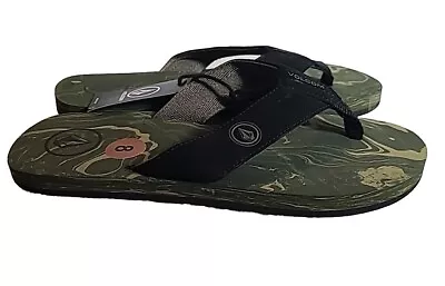 Volcom Men's Vocation Sandal Size 8 Black Olive Green Swirl Wide Strap New • $19.20