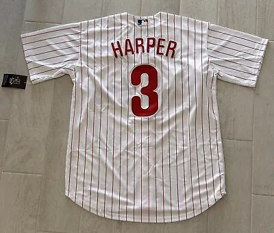 Bryce Harper #3 Philadelphia Phillies L White Stripe Cool Base Stitched Jersey • $45