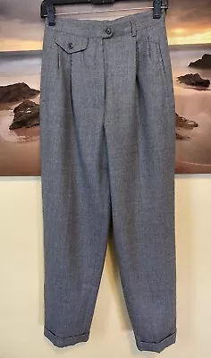 VTG 80s Ralph Lauren Gray Wool Pleated Cuffed Lined High Waist Pants 4 • $55