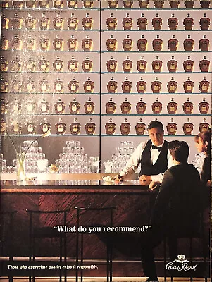 1993 Crown Royal VTG 1990s 90s PRINT AD Wall Bottles Bar What Do You Recommend? • $11.77