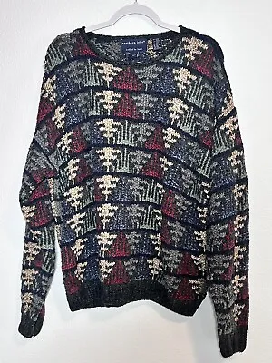 NORTHERN ISLES Mens Vintage Hand  Knit Sweater Long Sleeve Size XXL Multicolor • $48