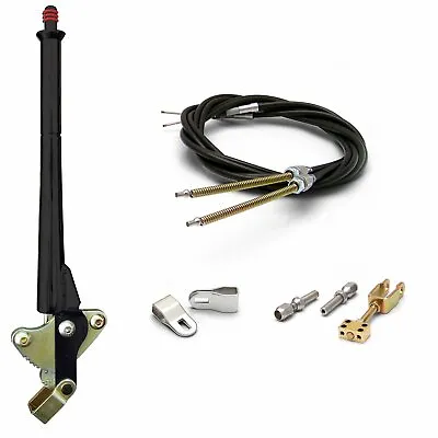 Rat Rod 16  Black Transmission Mount E-Brake Handle  W/ Cable Kit Ford Clevis • $312.95