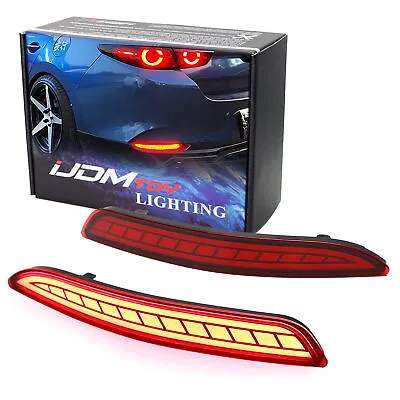 Dark Red Lens LED Bumper Reflector Lights W/ Sequential Blink For 2019-up Mazda3 • $41.39