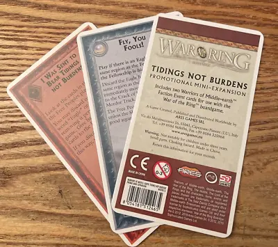 War Of The Ring Warriors Of Middle-earth Tidings Not Burdens Promo Pack Of Cards • £14.59