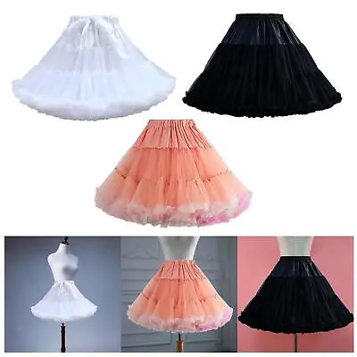 Women's Layered Tulle Petticoat Tutu Skirt Knee Length Skirt Hoopless Elastic • £14.11