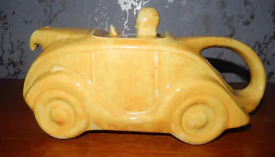 1940's Sadler Racing Car Teapot Mottled Yellow Novelty Collectable • £35