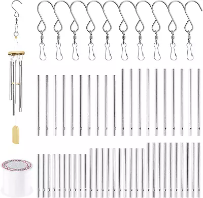 61Pcs Wind Chime Tubes Parts And 100 Yard Wind Chime Wire With Swivel Hooks Clip • $30.22