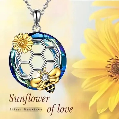 Blue Rainbow Mystical Fire Topaz 925 Sterling Silver Honey Bee Pendant Necklace • $19.74