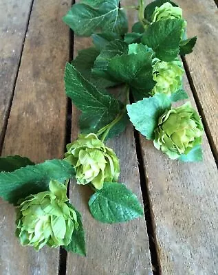 1x Stem Of Faux Silk Artificial Green Hops Realistic Greenery Wild Flowers • £6