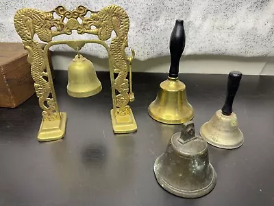 Lot Of 4 Vintage Bells Brass Bell ☆ All Intact Antique Collection • $9.95