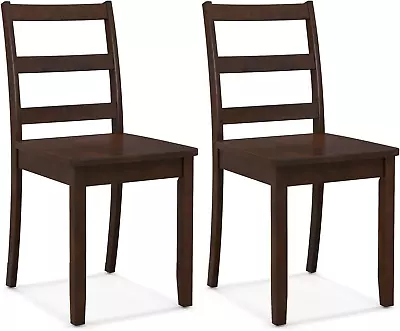 Wood Dining Chairs Set Of 2 Walnut - Wooden Armless Kitchen Chairs With Solid Ru • $226.88