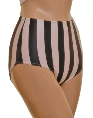 Knickers High Waist Black/White Stripe Sizes Up To Ladies Dress 20 • £10.95