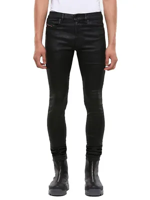 Diesel - Coated Mens Skinny Fit Stretch Jeans Leather Look - D-Amny • $149.90