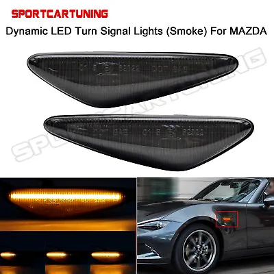 Dynmaic LED Smoked Fender Side Marker Signal Lights For 2016-up Mazda MX-5 Miata • $23.99