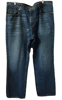 Mustang Jeans Mens 36x30 Denim Washed Blue Distressed Destroyed Zipup • $17.99