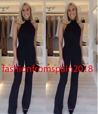 Zara Woman Nwt Ss24 Black Long Halter Jumpsuit Sml  2712/303 • $54.48