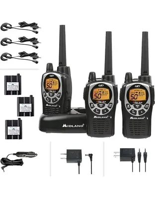 3 Radios Midland GXT1000X3vP4 FRS GMRS Rechargeable Walkie Talkies  • $125