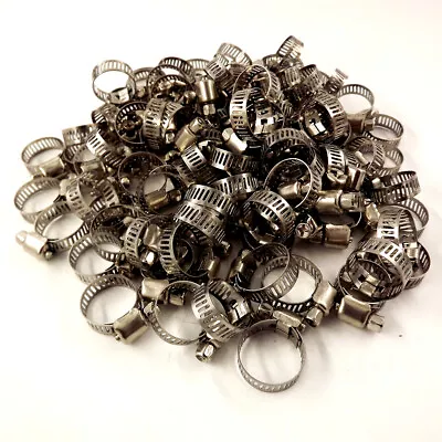 Hose Clamps 1/2 -3/4  Adjustable Stainless Steel Fuel Clamps 100 Piece New • $12.23