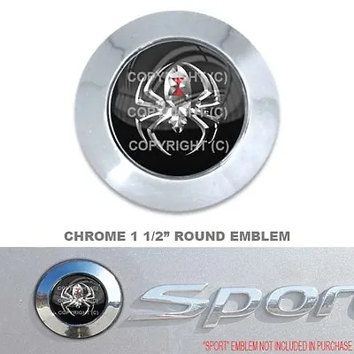 Chrome 1 1/2  Round Adhesive Emblem - Car Truck SUV Motorcycle - SILVER SPIDER • $5.60