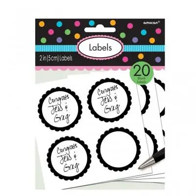 CLEARANCE  Candy Buffet Black Scalloped Edge Favour Labels X 20 • £4.99