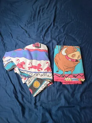 Disney Vintage The Lion King Twin 2-piece Flat & Fitted Sheets Simba Pumba Nala  • $32.45