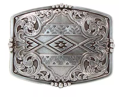 Nocona Western Mens Buckle Floral Aztec Silver 37019 • $26