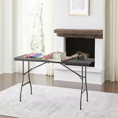 6 Foot Centerfold Folding Table Heavy Duty Steel Frame & Steel Legs Black • $75.85