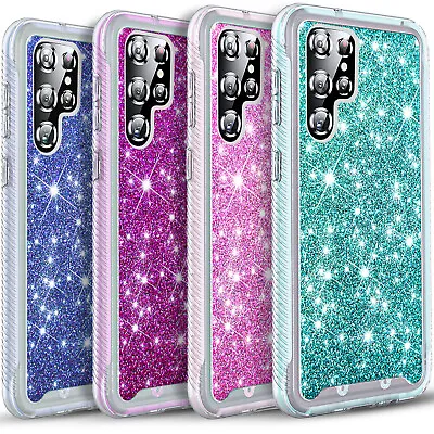 $7.99 • Buy For SAMSUNG GALAXY S22 PLUS ULTRA Case, Glitter Cover + Tempered Glass Protector